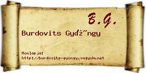 Burdovits Gyöngy névjegykártya